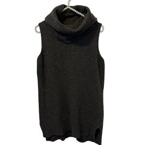 Mia Mai Women’s Sweater Tunic S Gray Wool Silk Blend Sleeveless Cowl Neck Italy